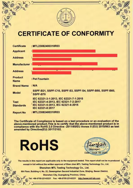 RoHS Certificate