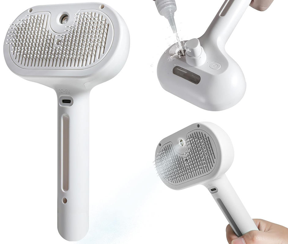 Electric spray grooming pet brush