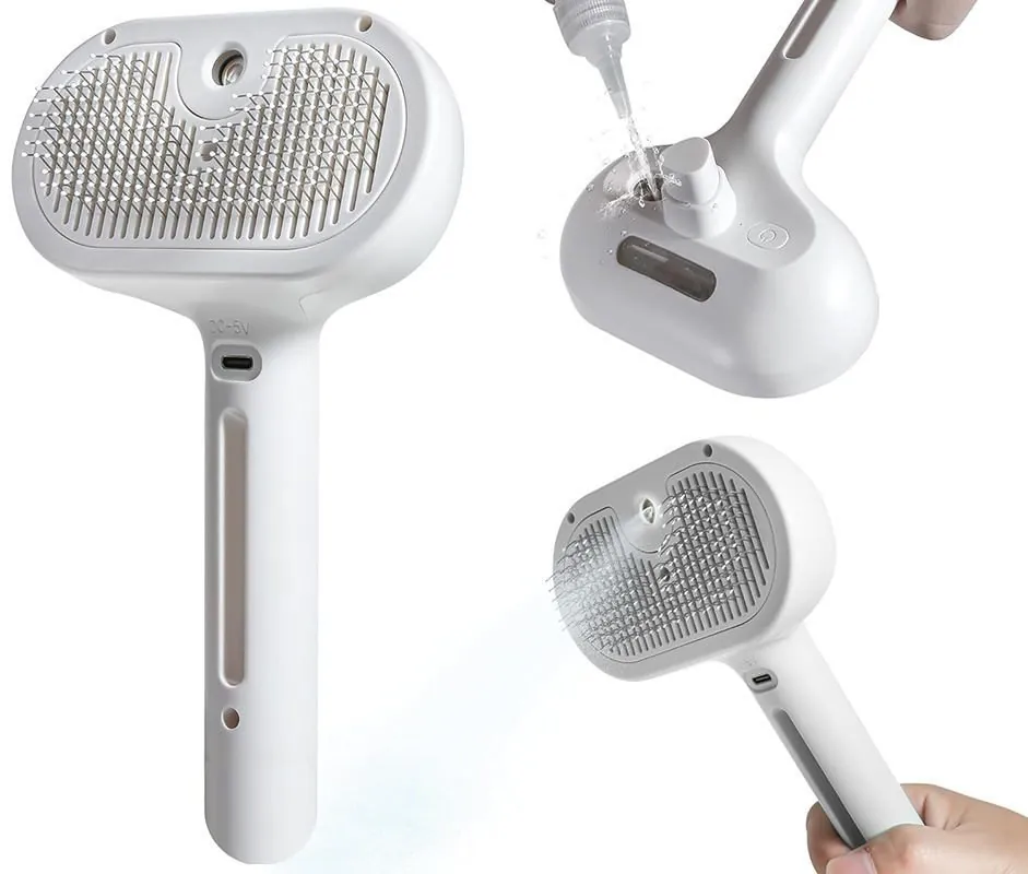Electric spray grooming pet brush
